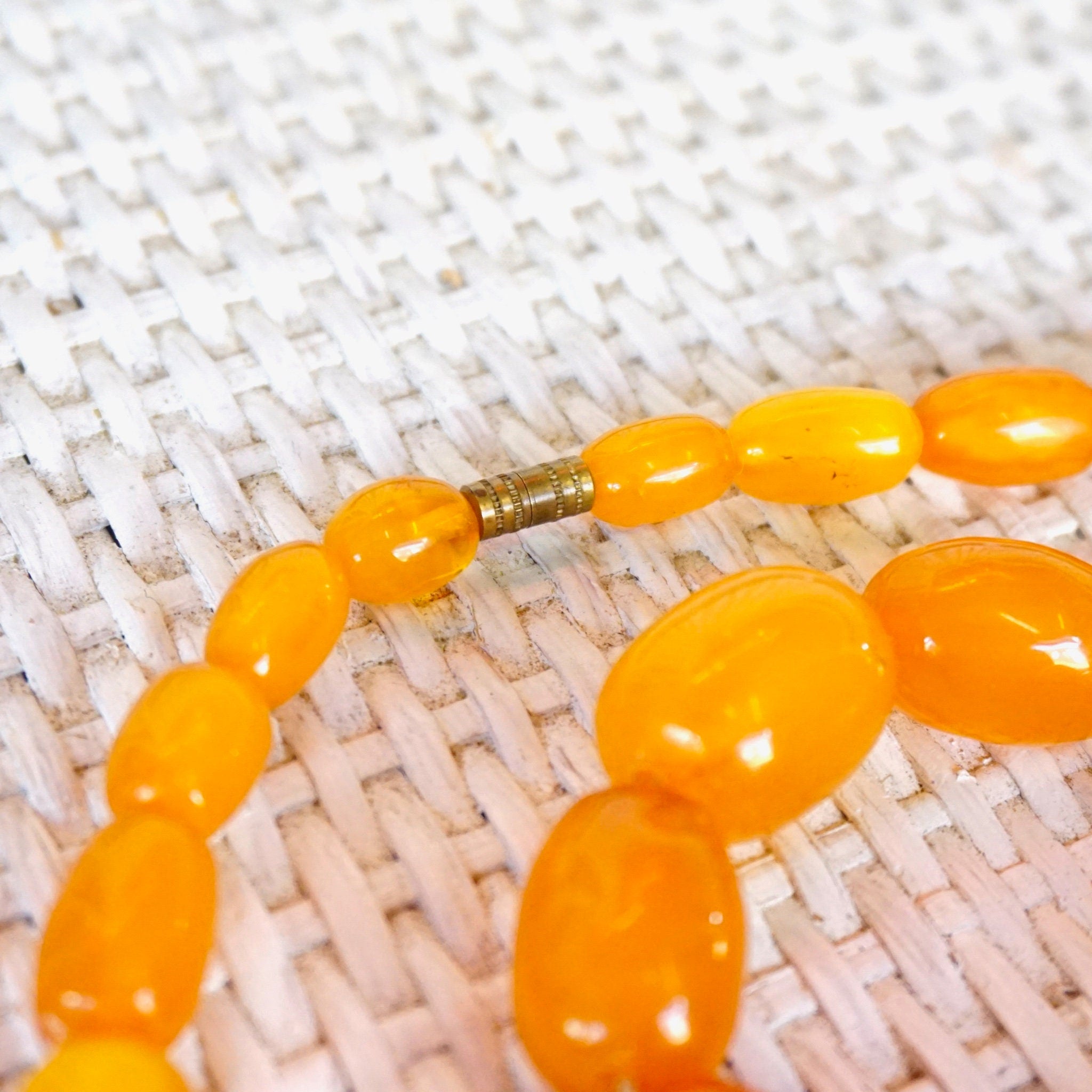 Vintage Butterscotch Baltic Amber Graduated Olive Bead Necklace, Antique Amber Bead Necklace, Natural Amber Jewelry, 22" Necklace