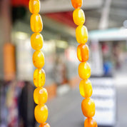 Vintage Butterscotch Baltic Amber Graduated Olive Bead Necklace, Antique Amber Bead Necklace, Natural Amber Jewelry, 22" Necklace