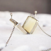 Vintage Mother Of Pearl Pill Box Chain Necklace, Small Silver & Shell Box Pendant With Beaded Cable Chain, Rectangular Pill Box Caddy