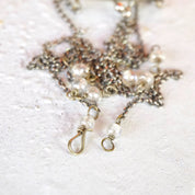 Vintage Mother Of Pearl Pill Box Chain Necklace, Small Silver & Shell Box Pendant With Beaded Cable Chain, Rectangular Pill Box Caddy