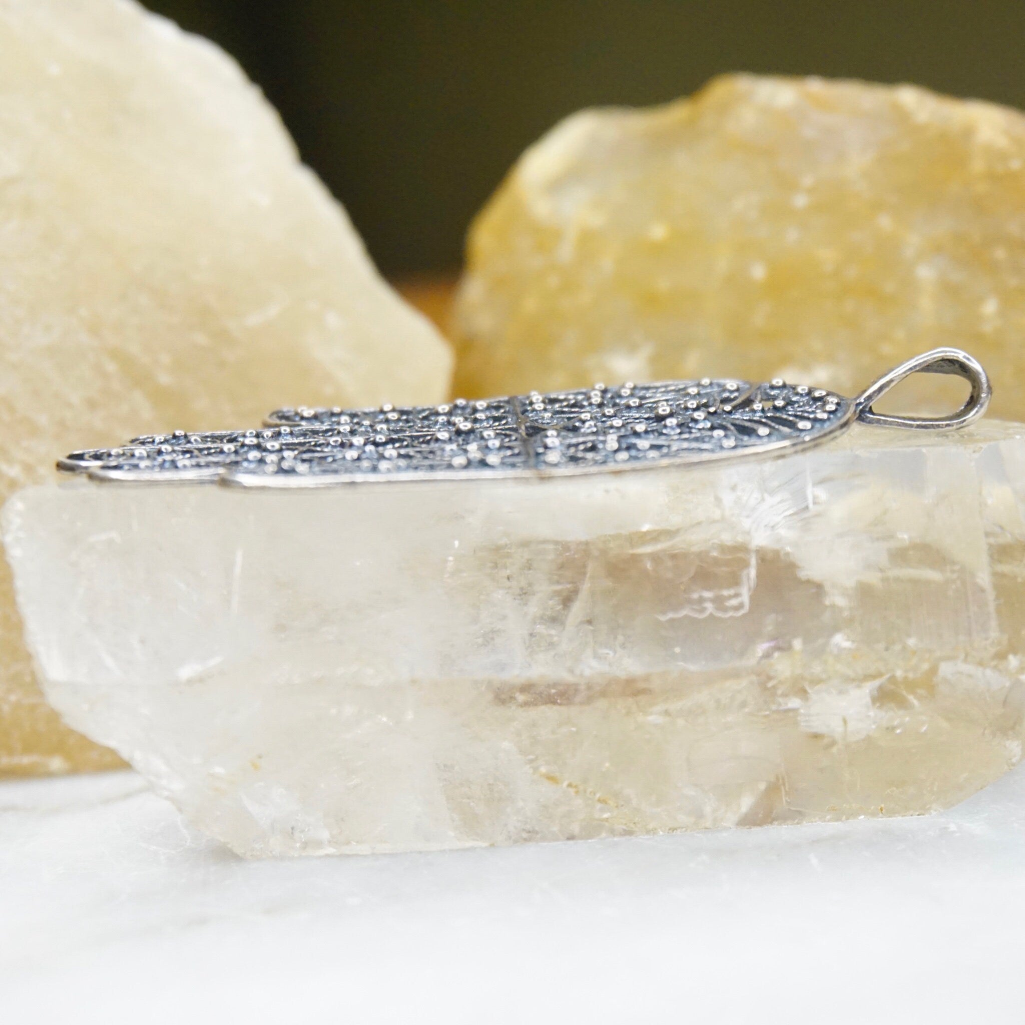 Vintage Sterling Silver Filigree Hamsa Hand Pendant, Detailed Silver Hand Pendant, Protective Talisman Pendant, Made In Israel, 925 Jewelry