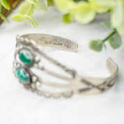 Vintage Native American Coin Silver Turquoise Cuff, Handmade Bracelet With Natural Turquoise Stones, Hammered Silver Cuff, Old Pawn Jewelry