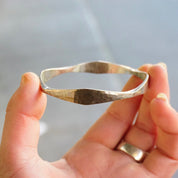 Vintage Sterling Silver Bangle, Signed Conley Sterling Silver Bracelet, Modernist Geometric Silver Bangle, Hammered Silver Bracelet, 925