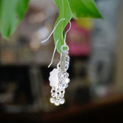 Vintage Evil Eye Dangle Earrings, Unique Silver & Glass Fish Hook Earrings, Evil Eye Earrings With Silver Tassels, Talisman Jewelry