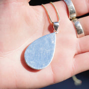 Vintage Abalone Sterling Silver Pendant Necklace, Beautiful Silver & Shell Tear Drop Pendant, Iridescent Abalone Pendant Necklace, 925