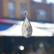 Vintage Abalone Sterling Silver Pendant Necklace, Beautiful Silver & Shell Tear Drop Pendant, Iridescent Abalone Pendant Necklace, 925