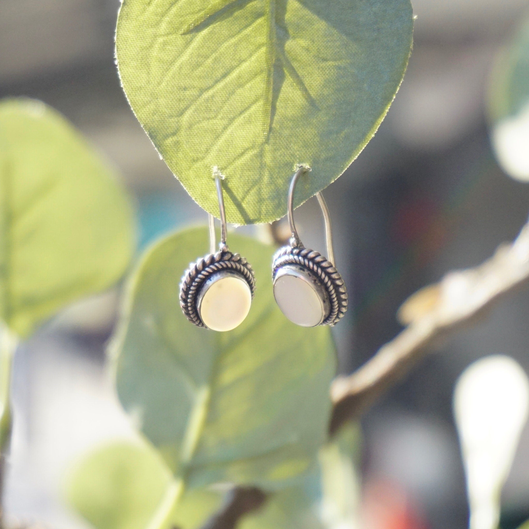 Vintage Moonstone & Silver Earrings, Beautiful Moonstone Drop Earrings, Locking Hook Kidney Ear Wire Earrings, Petite Silver Earrings