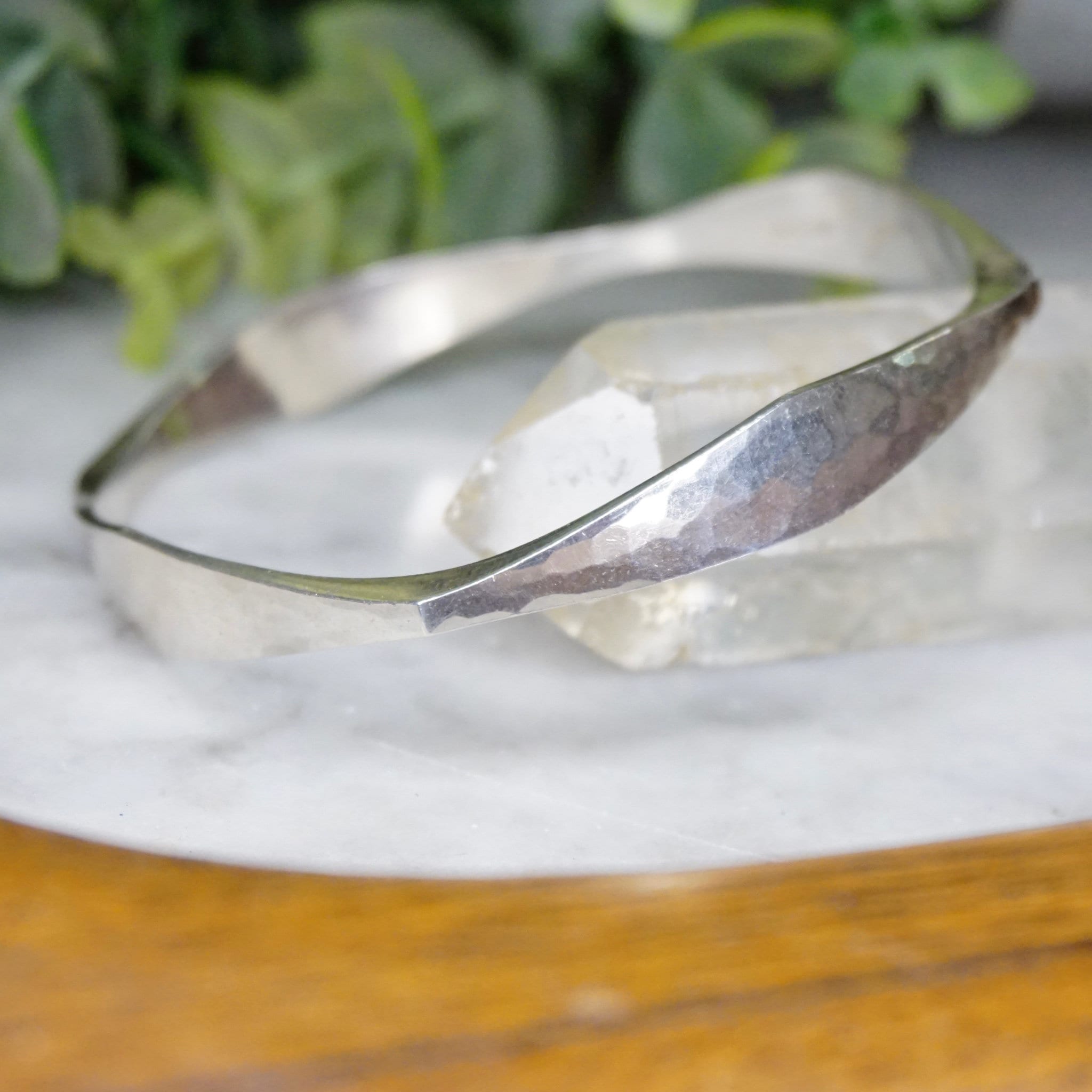 Vintage Sterling Silver Bangle, Signed Conley Sterling Silver Bracelet, Modernist Geometric Silver Bangle, Hammered Silver Bracelet, 925