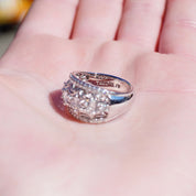 Vintage Tacori IV Sterling Silver & Cubic Zirconium Dome Ring, Silver Filigree Ring With Clear CZ Diamonds, 925 Jewelry, Size 6 1/2 US