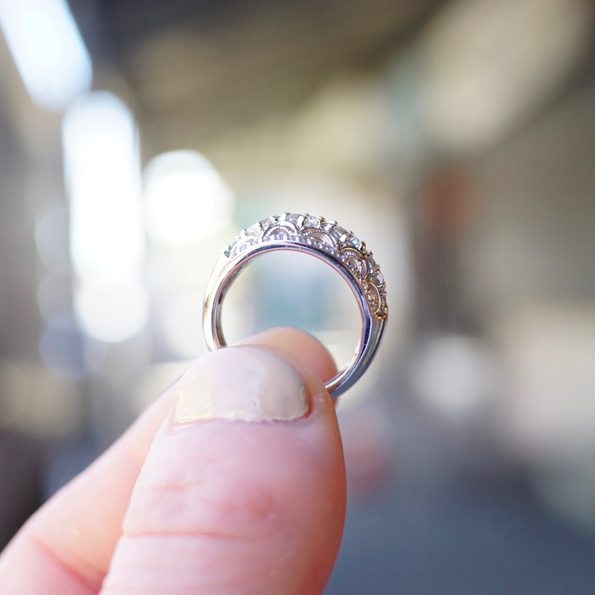 Vintage Tacori IV Sterling Silver & Cubic Zirconium Dome Ring, Silver Filigree Ring With Clear CZ Diamonds, 925 Jewelry, Size 6 1/2 US