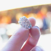 Vintage Tacori IV Sterling Silver & Cubic Zirconium Dome Ring, Silver Filigree Ring With Clear CZ Diamonds, 925 Jewelry, Size 6 1/2 US