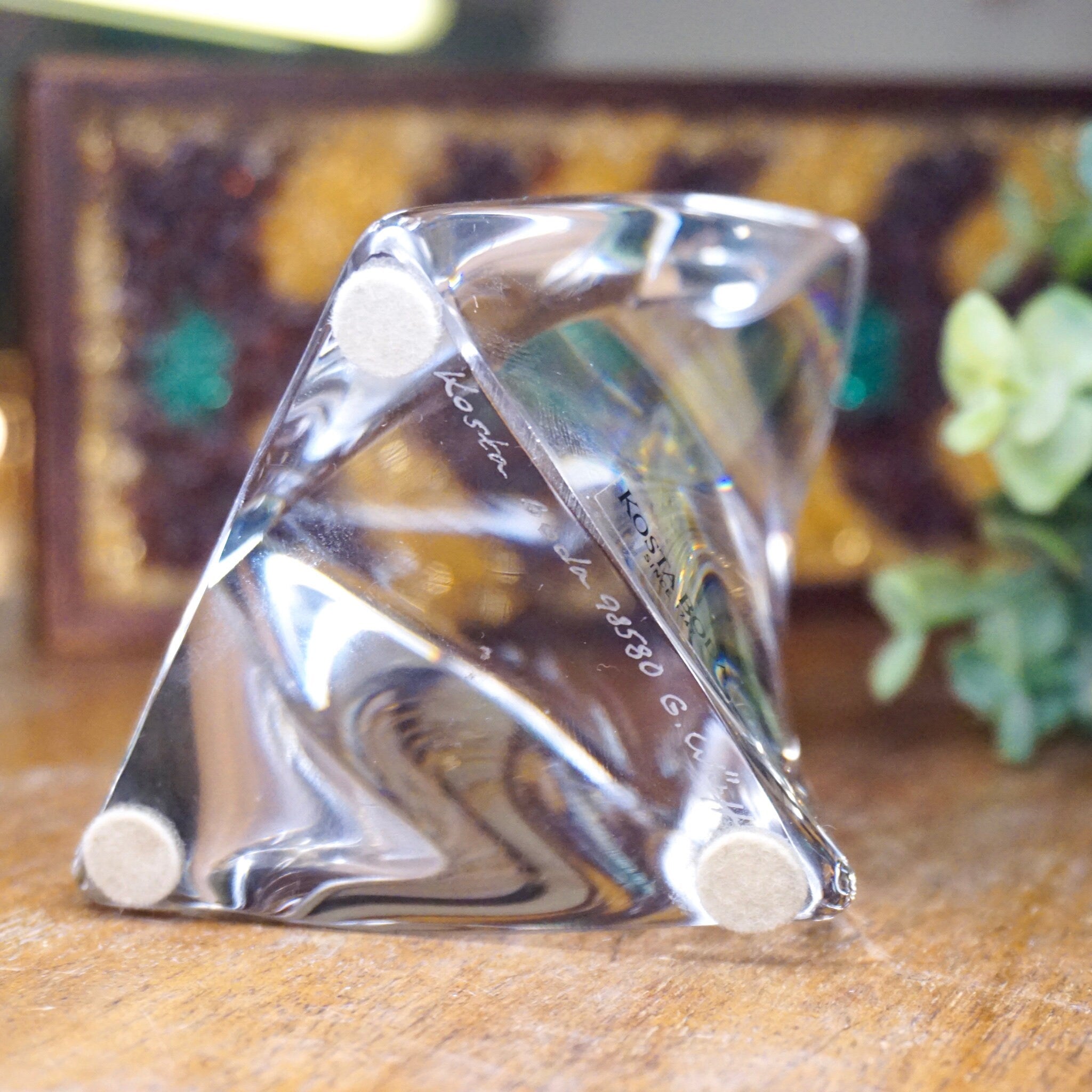 Vintage Kosta Boda Twisted Glass Paperweight, Signed Crystal Sculpture, Kosta Boda 98580 "G Warff", Abstract Glass Paperweight, 3 1/2" Tall
