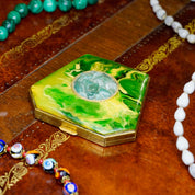 Vintage Bakelite Makeup Compact, Marbled Green Compact With Jadeite Stones, Styled By Schildkraut Makeup Compact, Bakelite Jewelry