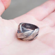 Vintage Oxidized Sterling Silver Ring, Modernist Silver Ring With Woven Design, Textured Silver Cut Out Ring, S925 Jewelry, Size 7 1/2 US