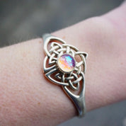 Vintage Synthetic Opal Sterling Silver Cuff, Sterling Silver Cuff With Celtic Knott Design, Silver Cut Out Cuff With Opal Stone, 925 jewelry