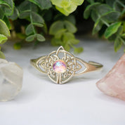Vintage Synthetic Opal Sterling Silver Cuff, Sterling Silver Cuff With Celtic Knott Design, Silver Cut Out Cuff With Opal Stone, 925 jewelry