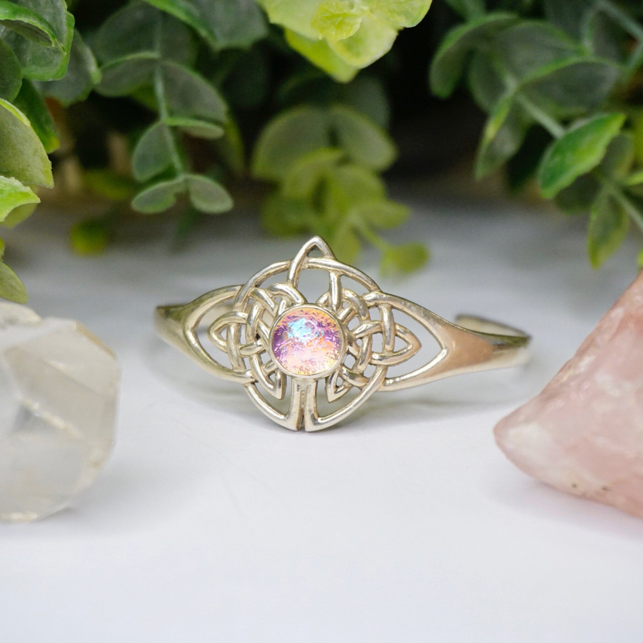 Vintage Synthetic Opal Sterling Silver Cuff, Sterling Silver Cuff With Celtic Knott Design, Silver Cut Out Cuff With Opal Stone, 925 jewelry