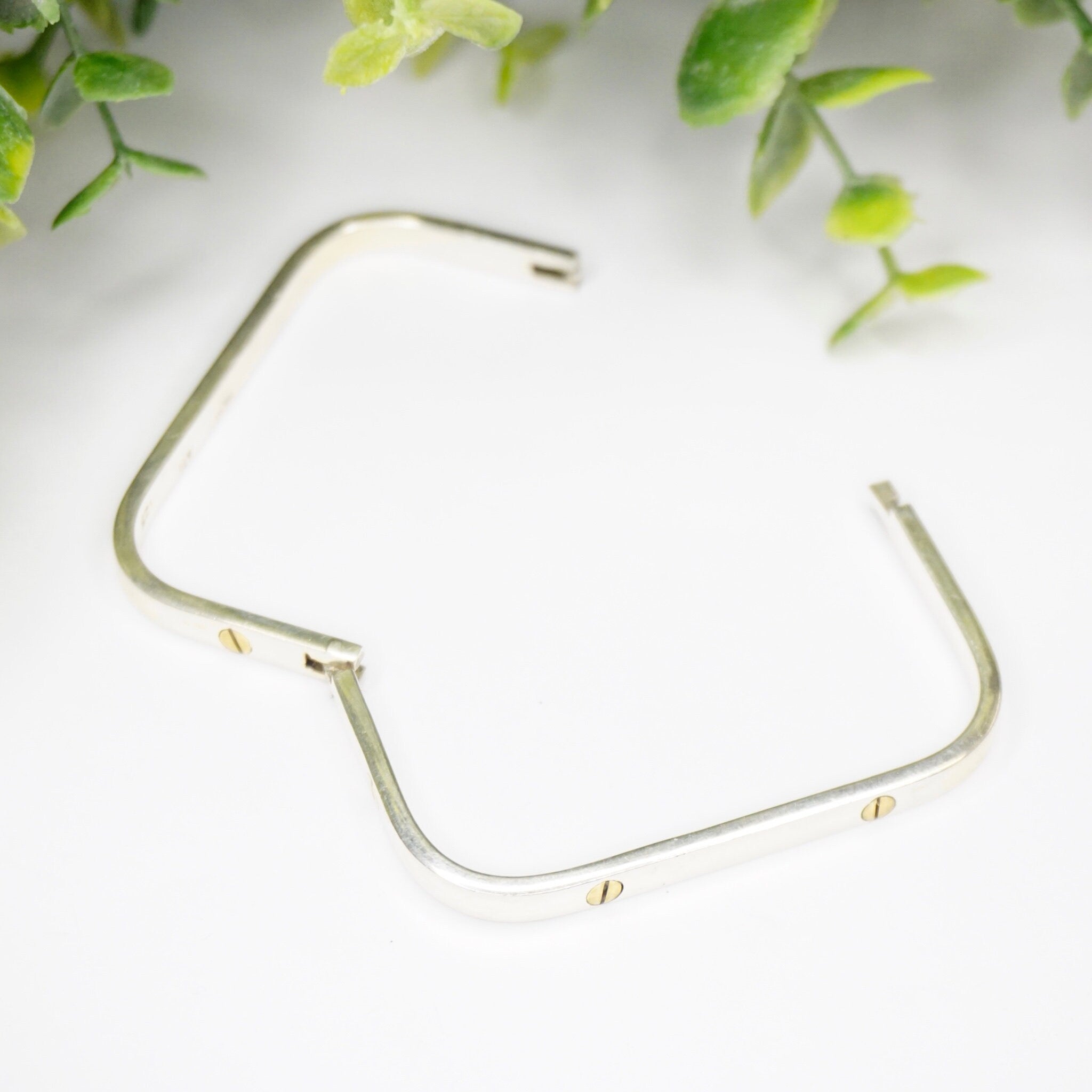 Vintage Square Sterling Silver Hinged Bangle With Brass Screw Accents, Cartier Style, Minimalist Sterling Silver Bangle, Mexico 925 Jewelry