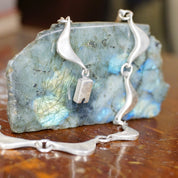 Vintage Modernist Sterling Silver Choker Necklace, Unique Wavy Silver Link Choker Necklace, Minimalist Sterling Silver Necklace, Mexico 925