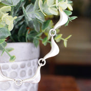 Vintage Modernist Sterling Silver Choker Necklace, Unique Wavy Silver Link Choker Necklace, Minimalist Sterling Silver Necklace, Mexico 925