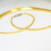 Vintage Gold Tone & White Enamel Curved Bar Collar Necklace, Unique Crescent Panel Choker, Fun Costume Jewelry, Statement Necklace