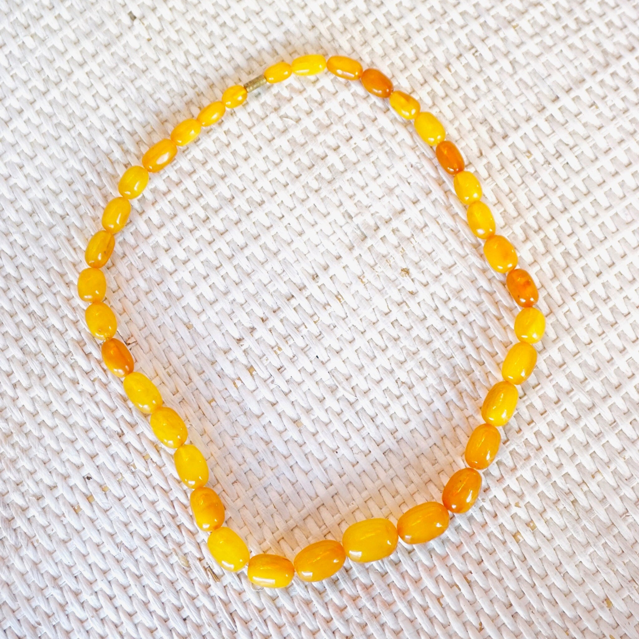 Vintage Butterscotch Baltic Amber Graduated Olive Bead Necklace, Antique Amber Bead Necklace, Natural Amber Jewelry, 22" Necklace