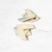 Vintage Sterling Silver Hinged Checker Earrings, Unique Stud Earrings With Inlaid Glass/Stone, Modernist Dangle Post Earrings, 925 Jewelry