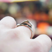 Vintage Otto Sterling Silver Dolphin Ring, Silver Cut Out Ring With Dolphin Figure, Minimalist Sterling Silver Animal Ring, 925, Size 10 US