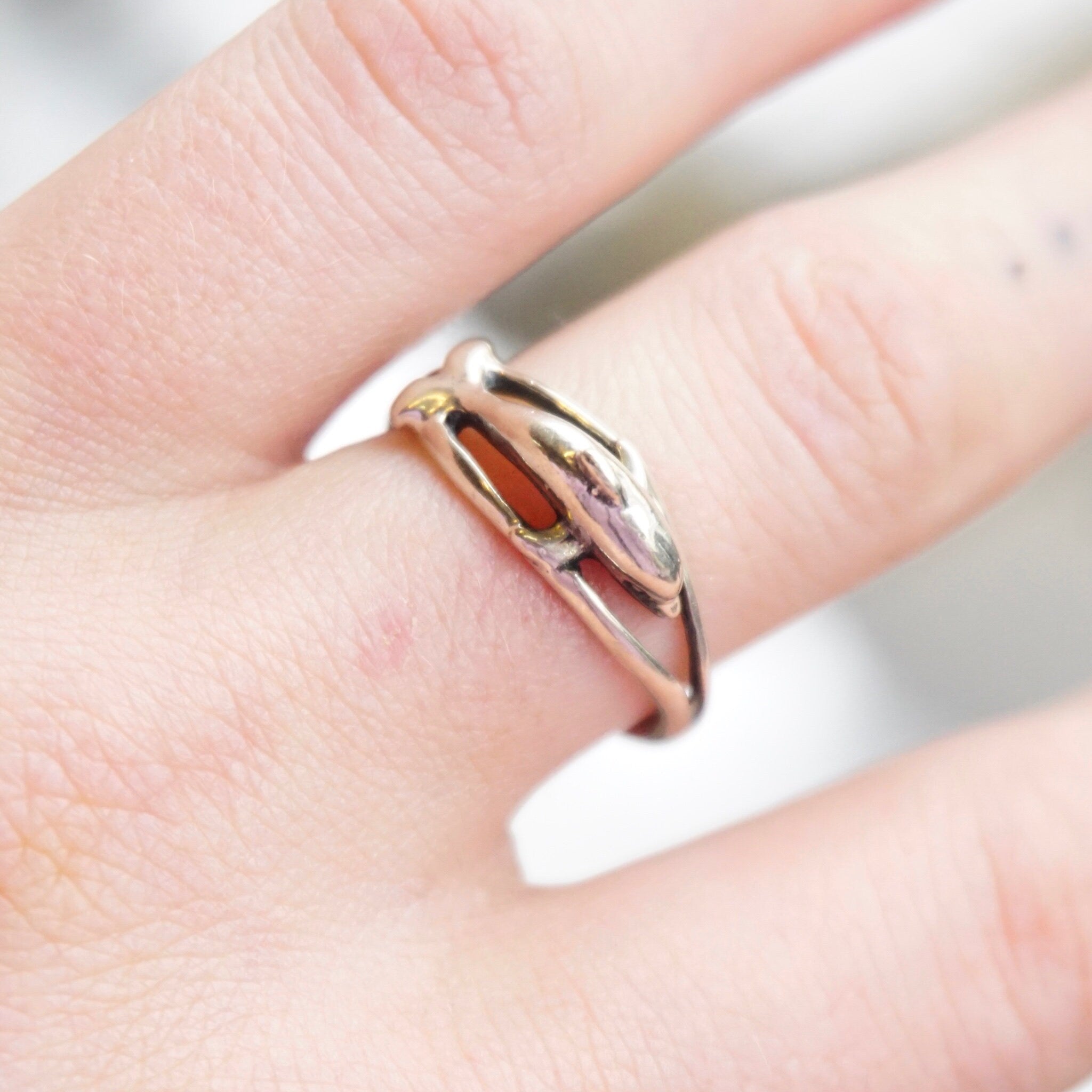 Vintage Otto Sterling Silver Dolphin Ring, Silver Cut Out Ring With Dolphin Figure, Minimalist Sterling Silver Animal Ring, 925, Size 10 US