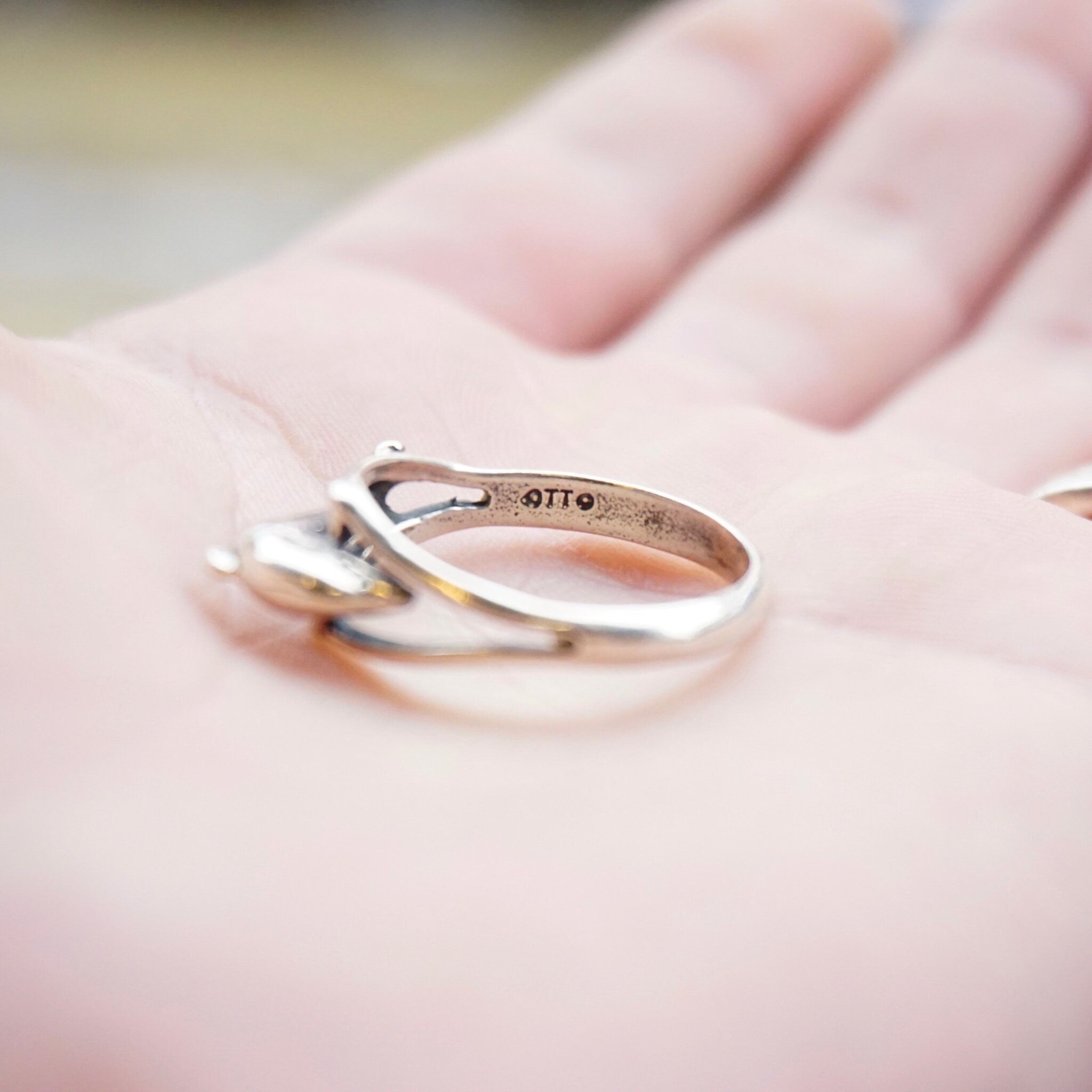 Vintage Otto Sterling Silver Dolphin Ring, Silver Cut Out Ring With Dolphin Figure, Minimalist Sterling Silver Animal Ring, 925, Size 10 US