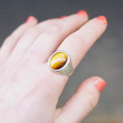 Vintage Tigers Eye Sterling Silver Ring, Minimalist Silver Ring With Oval Gemstone, Beautiful Tigers Eye Ring, 925 Jewelry, Size 11 US