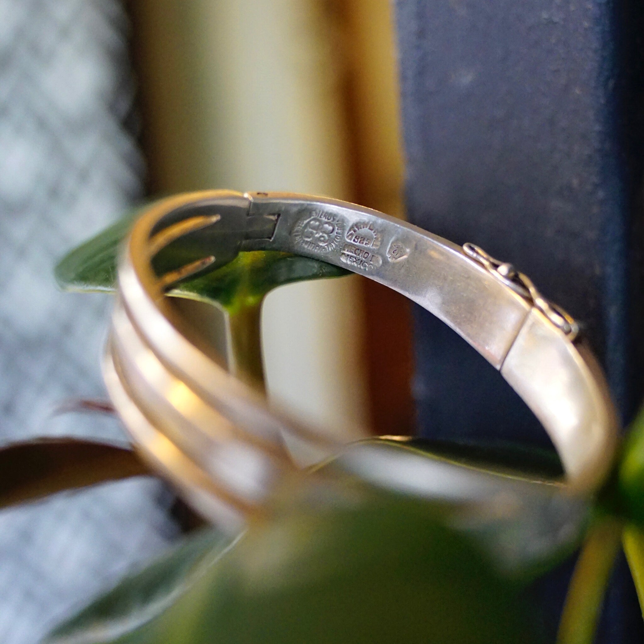 Vintage Sterling Silver Cut Out Bracelet, TAXCO Solid Silver Hinged Bangle, Modernist Bracelet With Cut Out Design, Mexico 925, 6 1/2" L