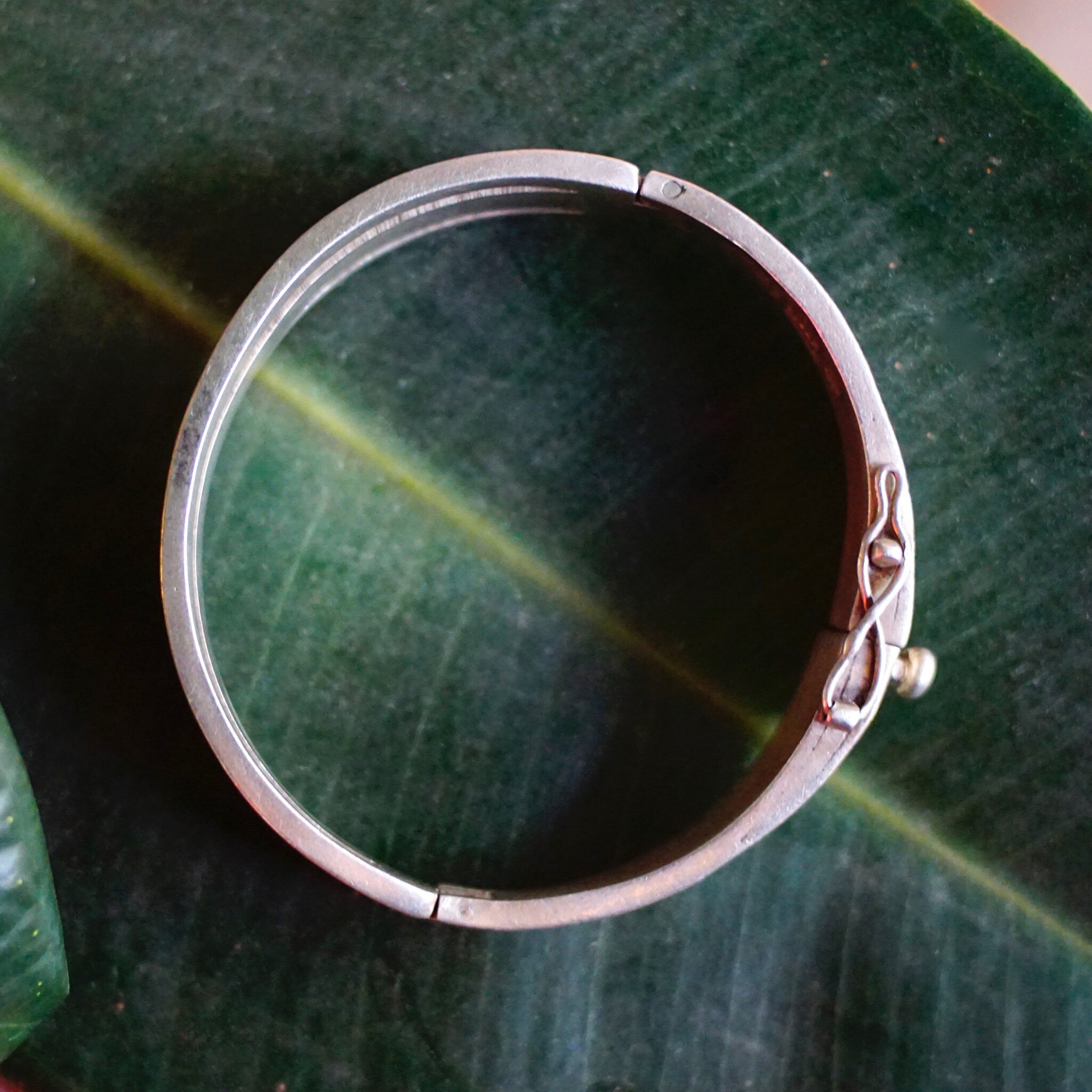 Vintage Sterling Silver Cut Out Bracelet, TAXCO Solid Silver Hinged Bangle, Modernist Bracelet With Cut Out Design, Mexico 925, 6 1/2" L