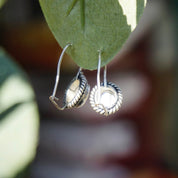 Vintage Moonstone & Silver Earrings, Beautiful Moonstone Drop Earrings, Locking Hook Kidney Ear Wire Earrings, Petite Silver Earrings