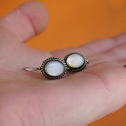 Vintage Moonstone & Silver Earrings, Beautiful Moonstone Drop Earrings, Locking Hook Kidney Ear Wire Earrings, Petite Silver Earrings