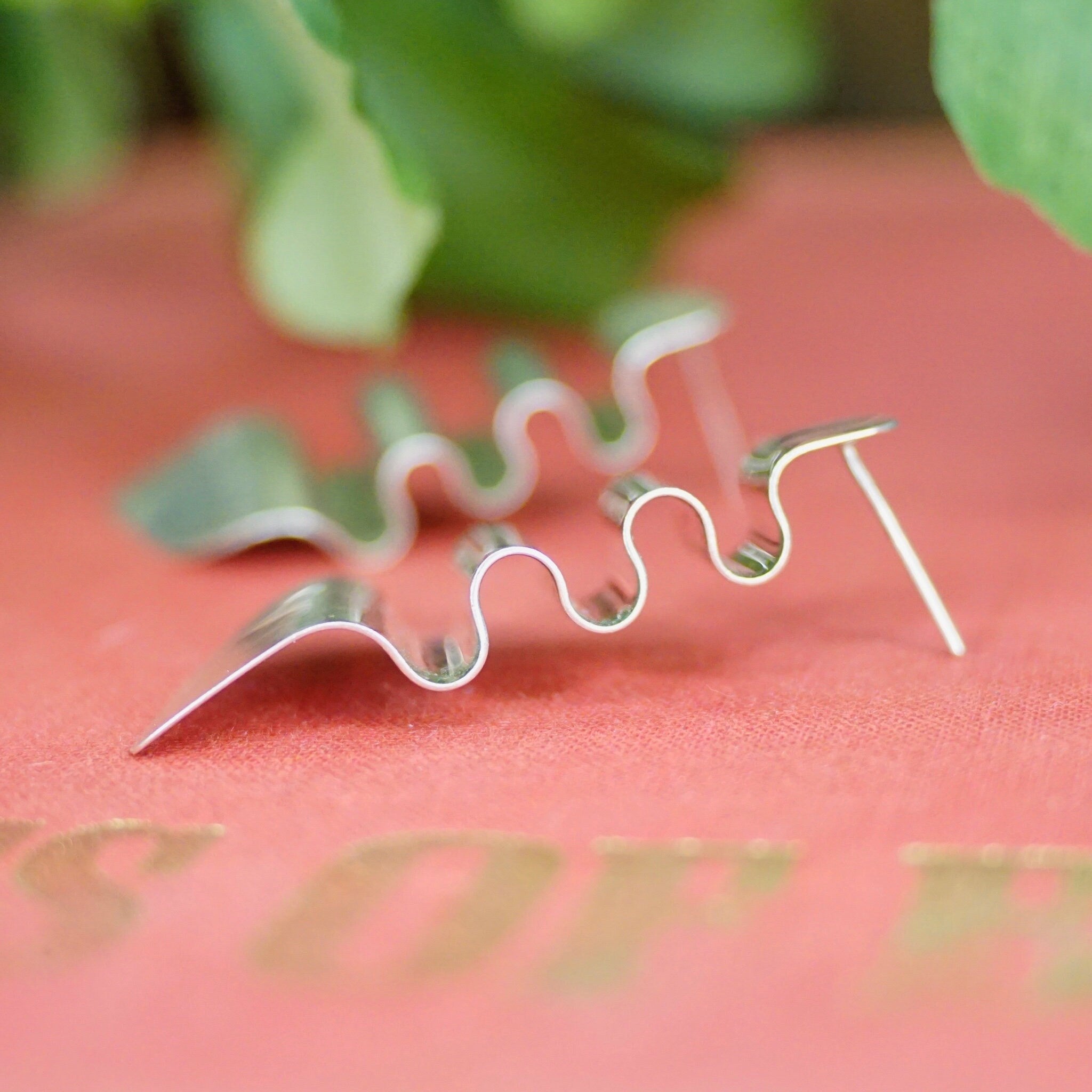 Vintage TAXCO Sterling Silver Wavy Drop Earrings, Modernist Warped Silver Panel Earrings, Unique Stud Earrings, TC-155 Mexico 925, 2" L