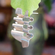 Vintage TAXCO Sterling Silver Wavy Drop Earrings, Modernist Warped Silver Panel Earrings, Unique Stud Earrings, TC-155 Mexico 925, 2" L