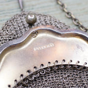 Antique Art Nouveau Sterling Silver Chain Mail Purse, Vintage Silver Mesh Coin Purse With Embossed Face On Frame, In Amazing Condition, 925