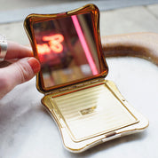 Vintage Elgin American Gold & Silver Tone Butterfly Compact, 1950's Compact Mirror And Power Puff Case, Makeup Compact With Etched Design