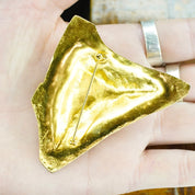 Vintage Abstract Gold Tone Brooch, Brushed Silver & Gold Tone Pin With Embossed Designs, Unique Two-Tone Brooch, Costume Jewelry
