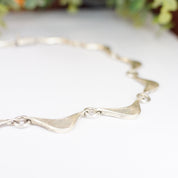 Vintage Modernist Sterling Silver Choker Necklace, Unique Wavy Silver Link Choker Necklace, Minimalist Sterling Silver Necklace, Mexico 925