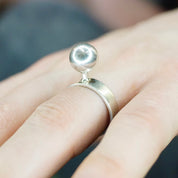 Vintage 1965 Modernist Silver Ball Ring By Michelsson Eftr Ab, One Of A Kind Designer Ring, Made In Sweden, Hallmarked Ring, Size 8 1/2 US