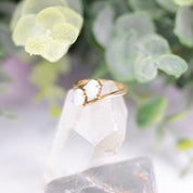 Vintage 18KT HGE Opal Ring, Beautiful Gold Ring With Offset Opal Stones, Petite Gold Plated Synthetic Opal Ring, Size 4 1/2 US