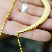 Vintage Gold Tone & White Enamel Curved Bar Collar Necklace, Unique Crescent Panel Choker, Fun Costume Jewelry, Statement Necklace