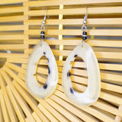 Retro Beige & Brown Cut Out Dangle Earrings, Semi-Transparent Plastic Calico Slice Fish Hook Earrings, Boho Earrings, Statement Accessory