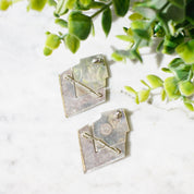 Vintage Sterling Silver Hinged Checker Earrings, Unique Stud Earrings With Inlaid Glass/Stone, Modernist Dangle Post Earrings, 925 Jewelry