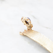 Vintage 14K Gold Lapis Lazuli And Diamond Mesh Belt Buckle Ring, Yellow Gold Ring With Lapis and Diamond Flower, Adjustable Ring, VCA NY 14K