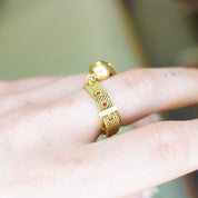Vintage Italian 18K Gold Mesh Belt Ring, Adjustable Gold Ring With Ball Tassel, Unique Gold Belt Buckle Ring, Statement Jewelry, 750 15VI