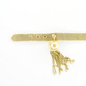 Vintage Italian 18K Gold Mesh Belt Ring, Adjustable Gold Ring With Ball Tassel, Unique Gold Belt Buckle Ring, Statement Jewelry, 750 15VI