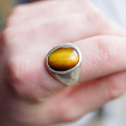Vintage Tigers Eye Sterling Silver Ring, Minimalist Silver Ring With Oval Gemstone, Beautiful Tigers Eye Ring, 925 Jewelry, Size 11 US